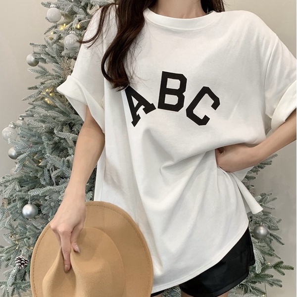 Áo Thun Unisex ABC Dáng Rộng Phong Cách,Áo Phông Tay Lỡ Nam Nữ Thoáng Mát