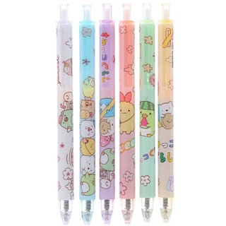 Bút bi bấm nhiều màu dễ thương 0.5mm MỰC ĐEN 6 Pcs/lot San-x SUMIKKO GURASHI Cute animal Pen Kawaii 0.5mm Mechanical Gel Pens Stationery Pens for School Office Writing Supplies kids Gift