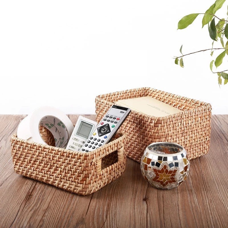 Giỏ đựng đồ đa năng BAMBOOO ECO đựng điều khiển, gia vị, đồ khô trang trí trên bàn làm việc phòng khách nhà hàng