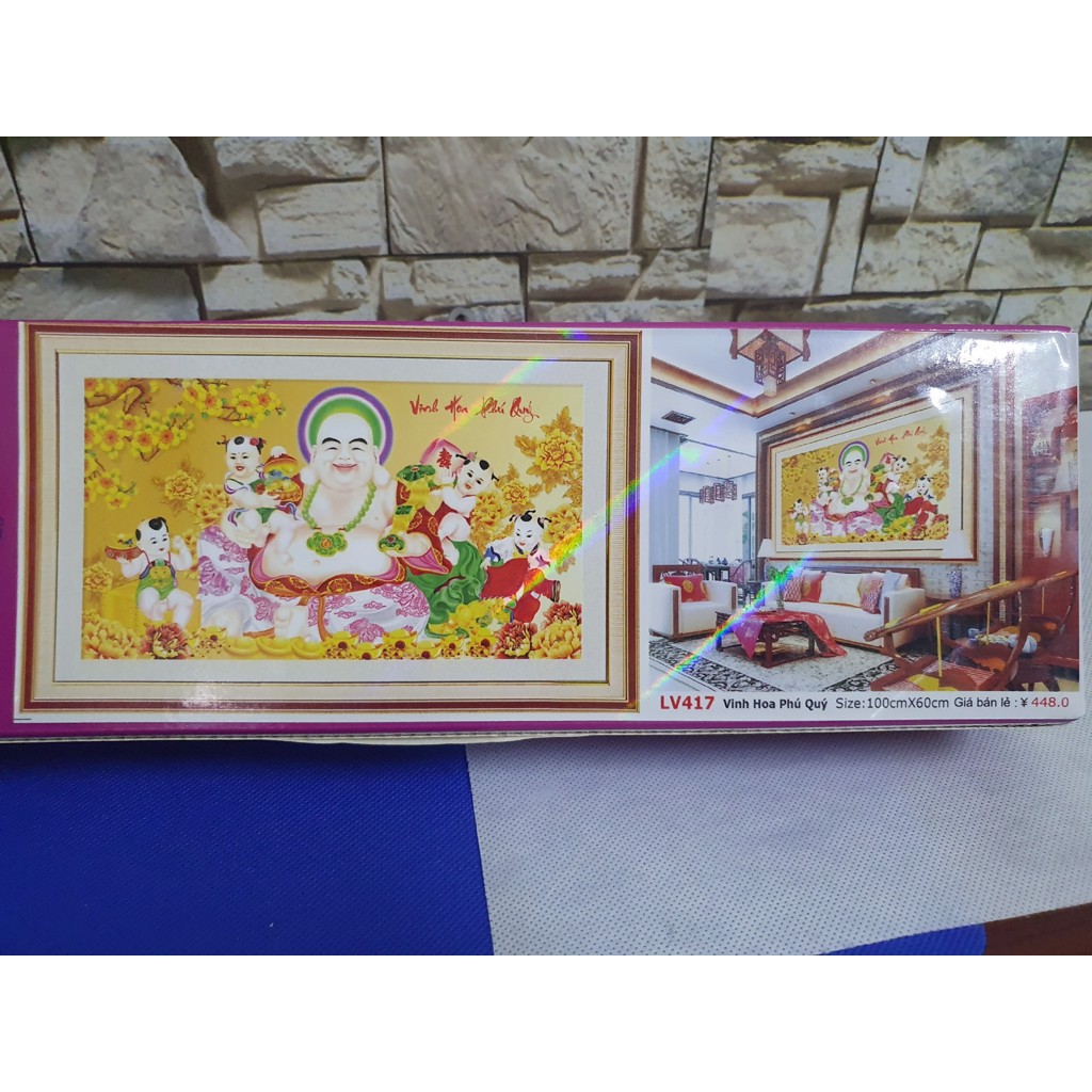 Tranh đính đá Vinh hoa Phú Quý LV417 - KT 100x60cm (chưa đính đá)
