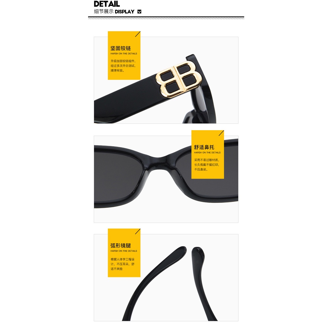 Kính Mát Gọng Nhỏ Hình Chữ Nhật Phong Cách Hip Hop Âu Mỹ