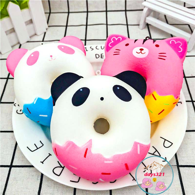 Squishy Lớn JUMBO Hình bánh donus tròn gấu trúc Đồ Chơi Xốp Giảm Stress Hình mềm mịn dễ Thương đàn hồi Cho Bé