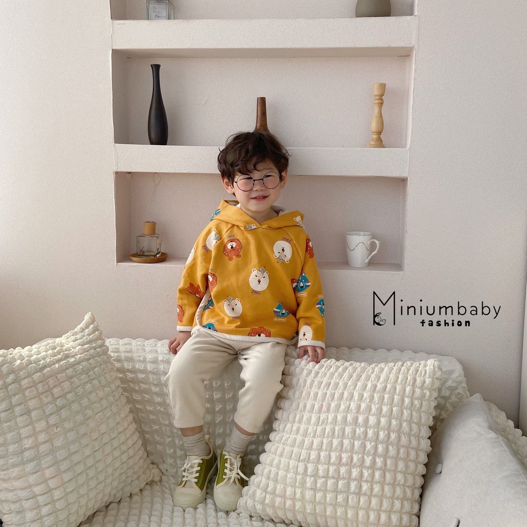 Áo Hoodie Ngộ Nghĩnh Cho Bé trai/gái miniumbabyfashion BÉ RỰC RỠ NGÀY ĐÔNG- A1101