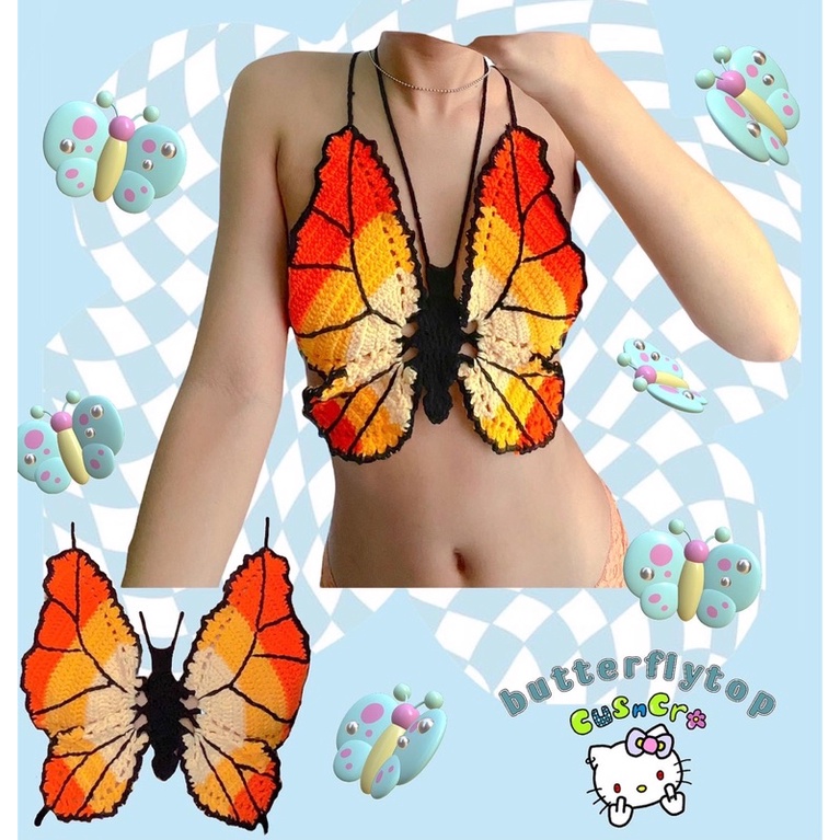 BUTTERFLY TOP - áo đan móc