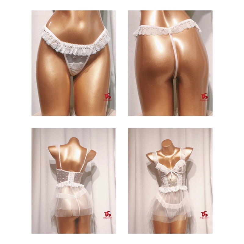Đầm Ngủ Thun Lưới Babydoll Siêu Sexy, Đầm Xuyên Thấu Gợi Cảm Kèm Quần Chất Mềm Mịn &amp; Siêu Quyến Rũ
