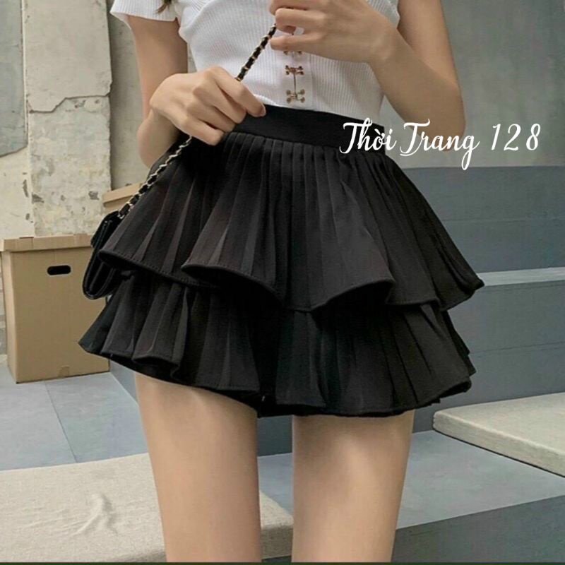 Chân Váy Tầng Xếp Ly  Xòe Dáng Ngắn 2 Tầng Lưng Cạp Cao RYSO | BigBuy360 - bigbuy360.vn