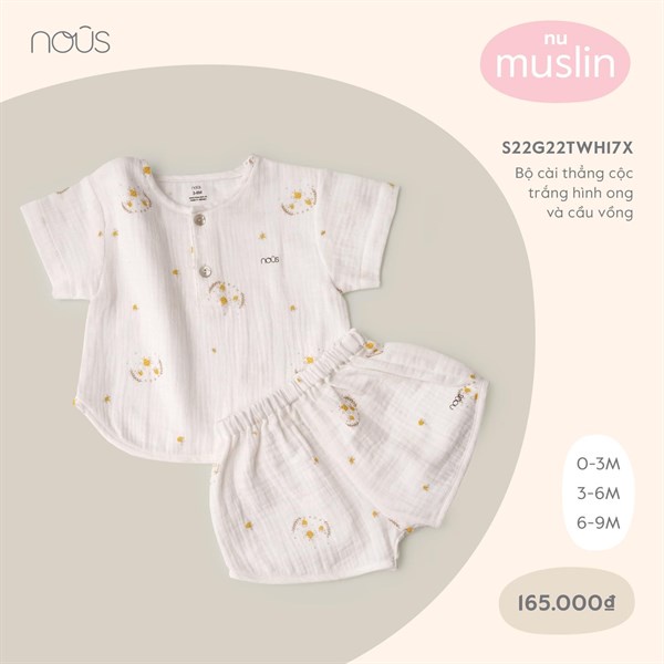 Bộ cộc cài vai trắng hồng vườn hoa cho bé từ 9 tháng tuổi đến 2 tuổi Nu Petit - Nous Bình Dương - Bipbipstore