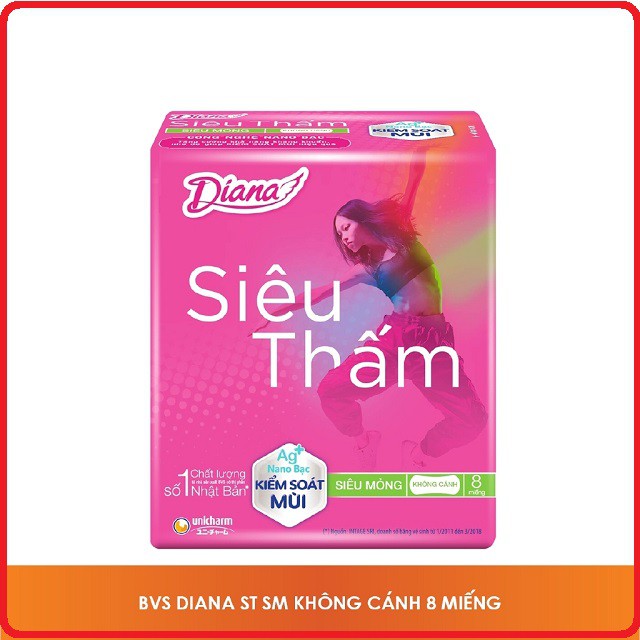 Băng Vệ Sinh  Diana siêu mỏng Không cánh (8 miếng)