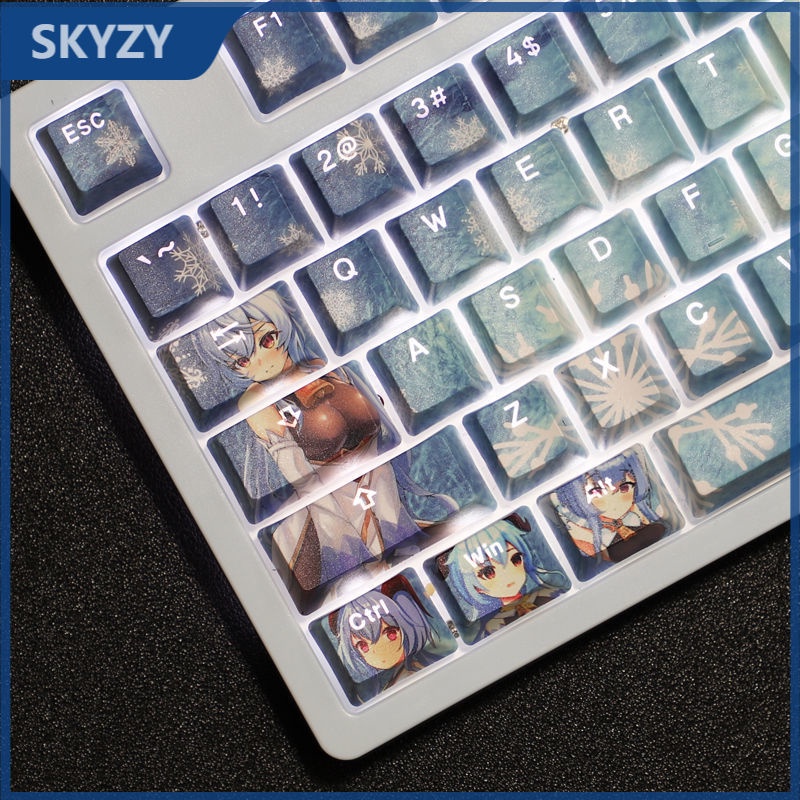 Gan Yu Keycaps Cherry Profile Genshin Impact theme PBT Dye thăng hoa bàn phím cơ học keycap 108 phím