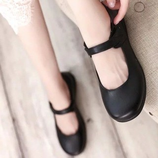 Giày búp bê da quai dán basic | giày lolita trơn - u.w