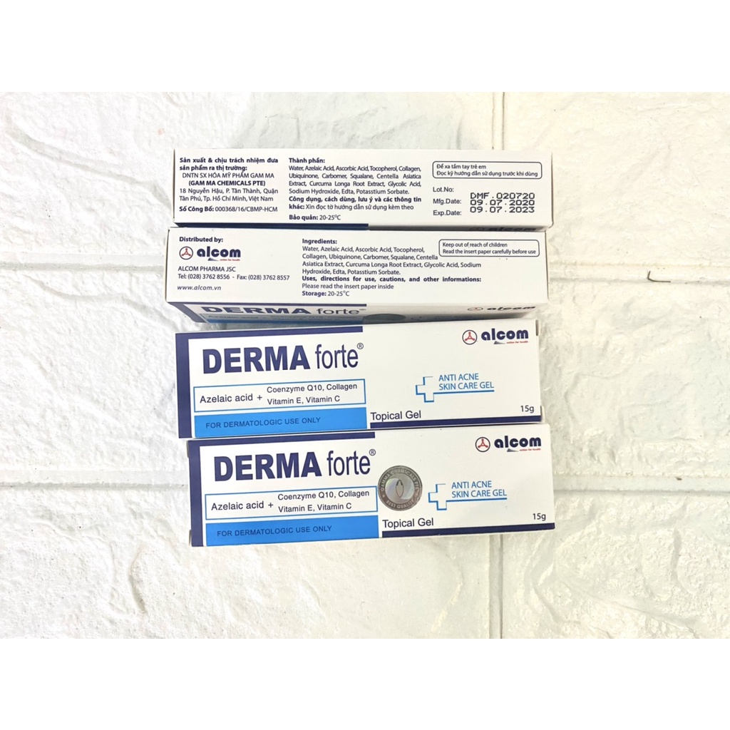 Derma Forte Gel 15g ✅[CHÍNH HÃNG] - Gel Giảm Mụn Thâm, Mụn Trứng Cá, Mụn Ẩn, Mụn Đầu Đen, Ngừa Thâm