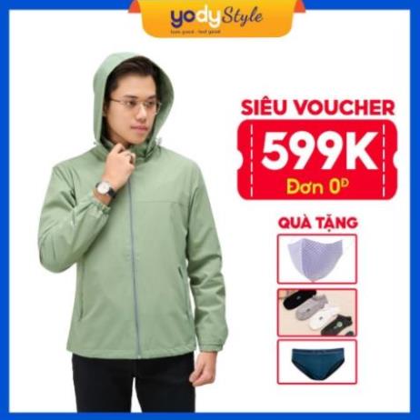 12.12 Áo gió nam YODY trượt nước, chống gió, chống bụi, nhiều màu, áo khoác gió nam 2 lớp phối lưng AKM4027 -gt3 HOT T2