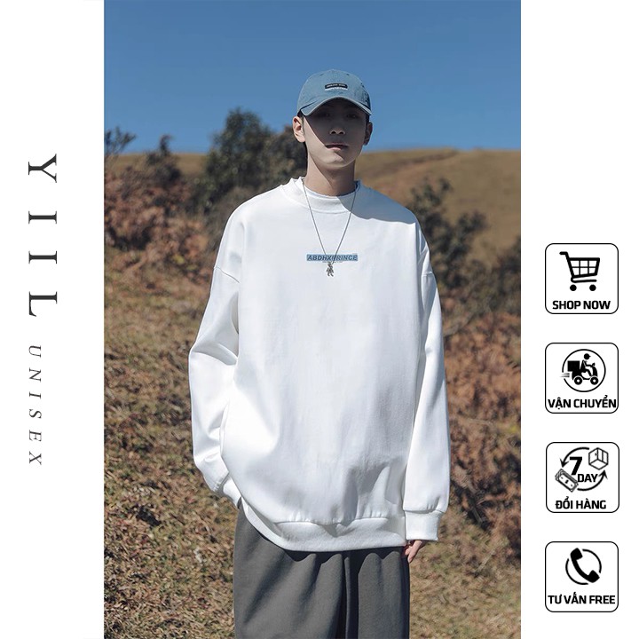 Áo sweater nam nữ unisex nỉ bông in chữ ABDH form rộng hoodie không cổ basic phong cách Hàn Quốc YiiL SW02