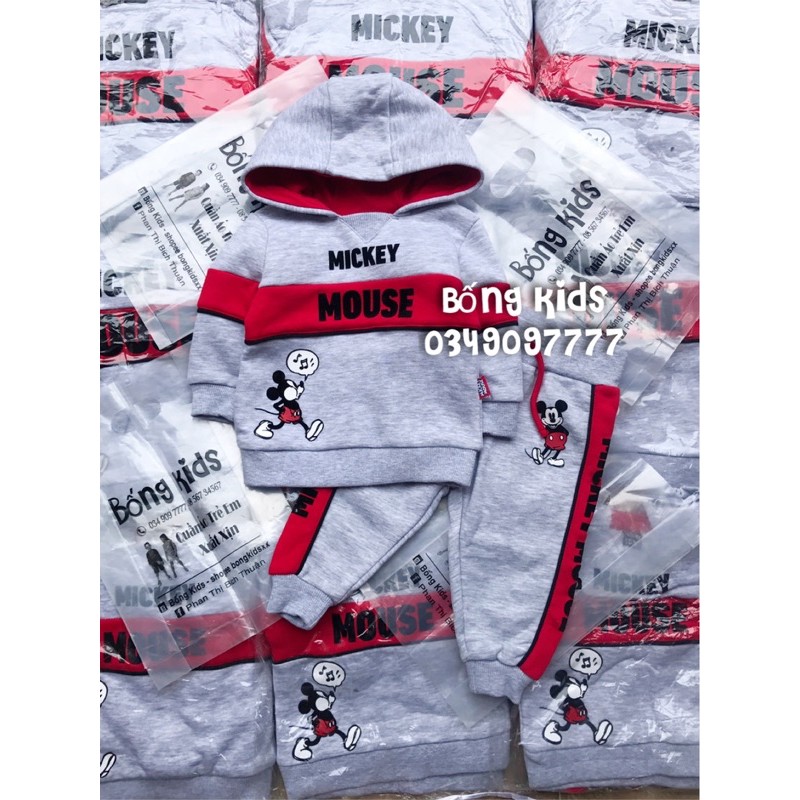 Bộ Nỉ Bé Trai Hoodie Mickey Ghi Đo PR