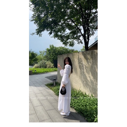 Đầm dài tay phồng hở lưng koreastyle
