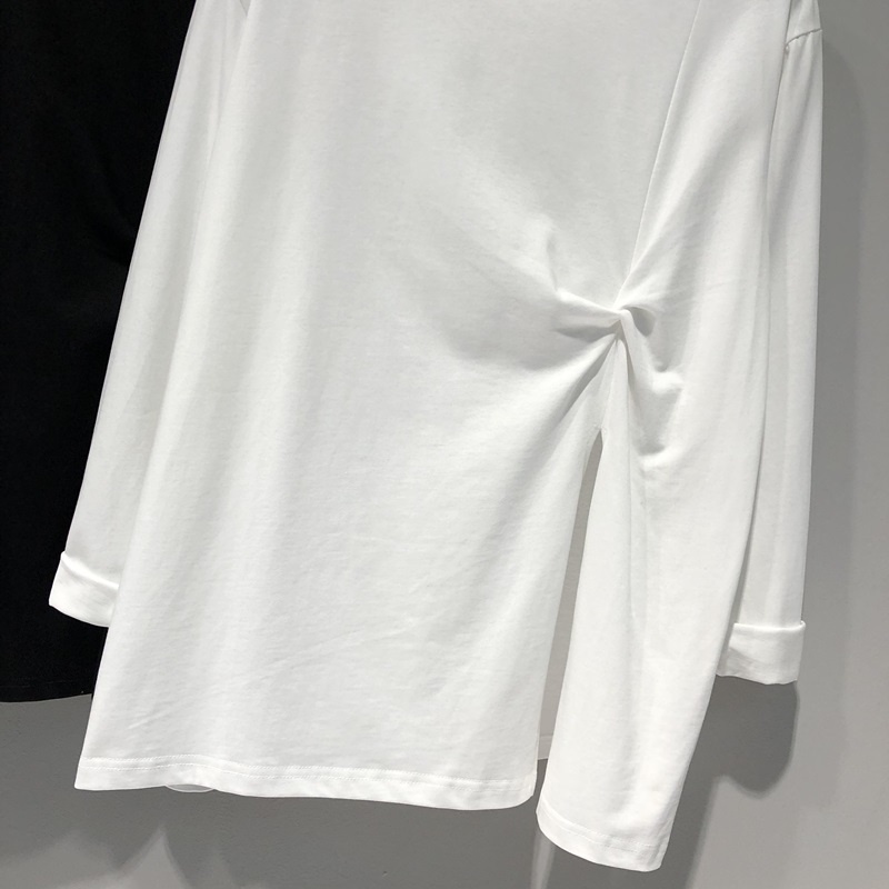 Áo Thun Tay Dài Dáng Rộng Màu Trơn Thiết Kế Xẻ Tà Thời Trang Mùa Thu Mới