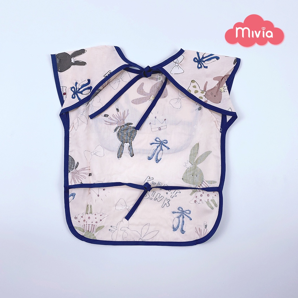 Yếm ăn dặm, yếm ăn dặm chống thấm cộc tay cho bé có máng hứng ngang ngực siêu sạch sẽ an toàn cho bé