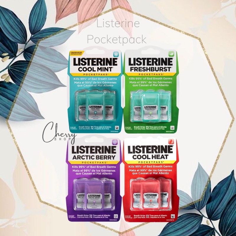 [Hàng USA]Miếng ngậm thơm miệng Listerine Pocketpaks (Vĩ 3 hộp x 24 miếng)