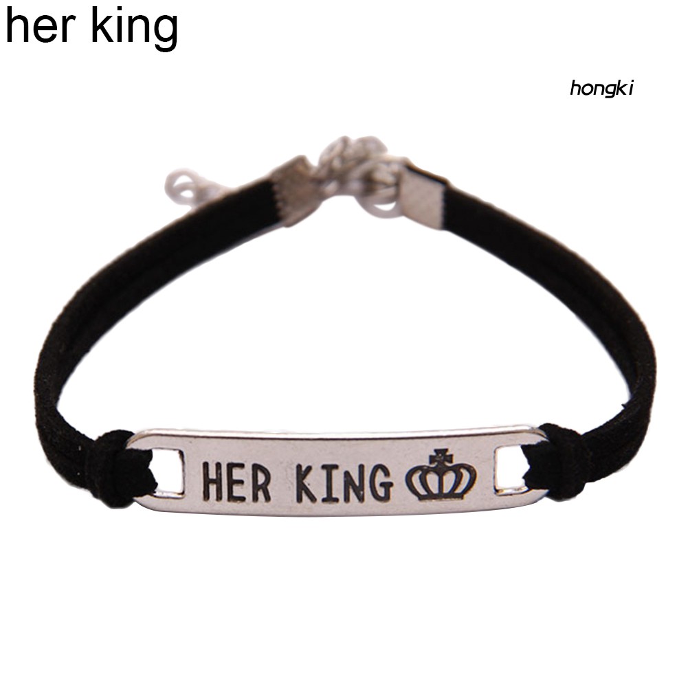 HIS Vòng Tay Mặt Kim Loại Khắc Chữ Thời Trang Cho Cặp Đôi