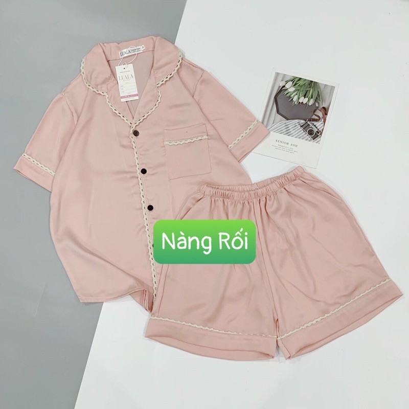 Bộ Lụa Cộc Tay Quần Đùi Chất Tằm Thái Phối Ren Siêu Phẩm | BigBuy360 - bigbuy360.vn