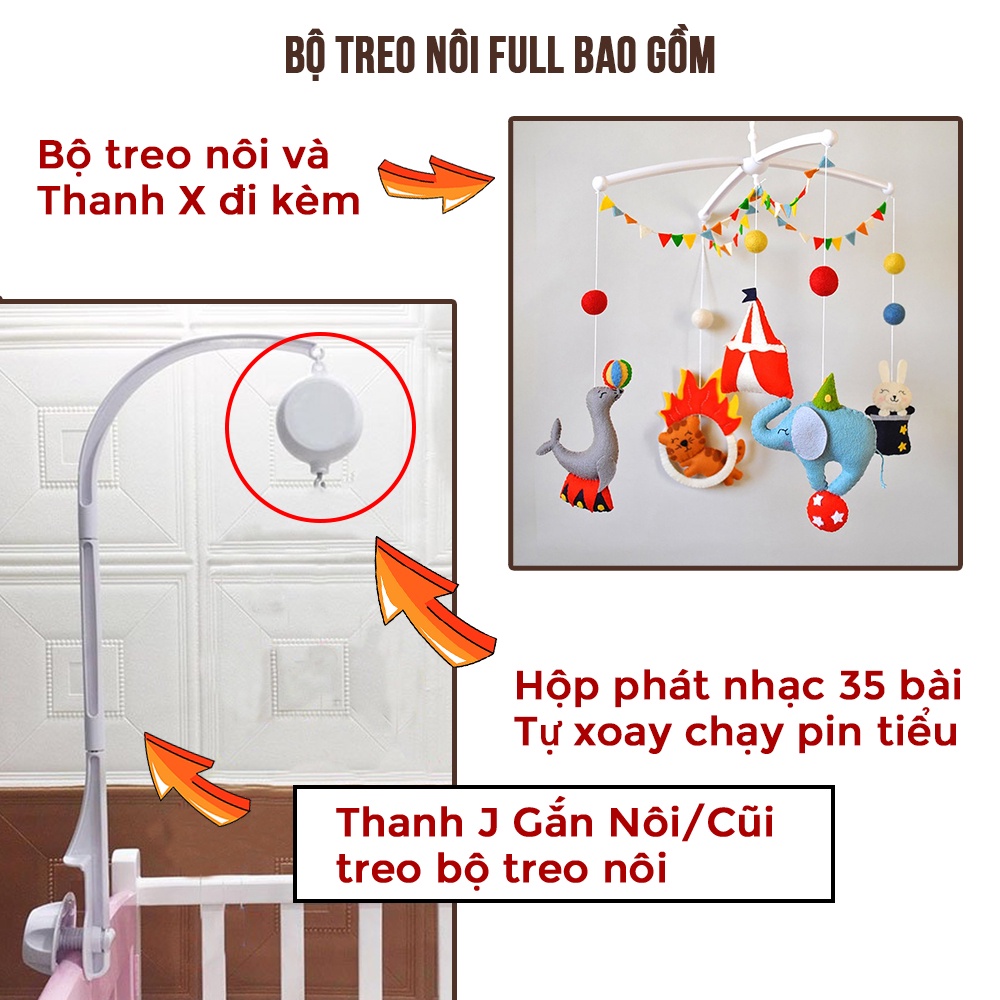 Treo nôi cũi xe đẩy cho bé Toptutoe kích thích thị giác trẻ sơ sinh, trẻ nhỏ - MIỄN PHÍ THÊU TÊN
