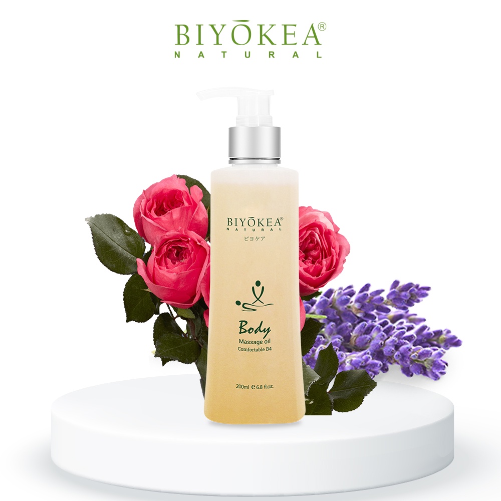 Dầu Massage Body Thiên Nhiên Biyokea, Dưỡng Da Từ Tinh Dầu Oải Hương, Hoa Hồng