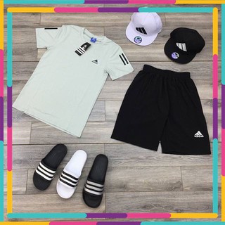 Bộ thể thao nam mùa hè trơn ba sọc Y3 - Sport