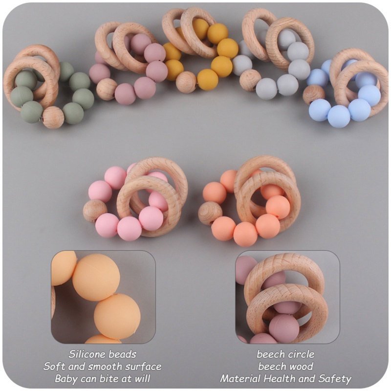 Vòng Tay Đồ Chơi Ngậm Mọc Răng Bằng Silicone Đính Hạt Dành Cho Trẻ Em