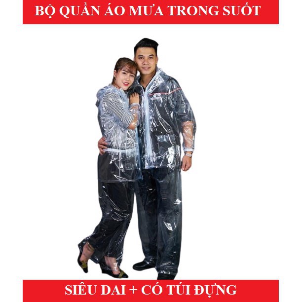 [HOT] BỘ QUẦN + ÁO MƯA SIÊU DAI TRONG SUỐT THÀNH NAM (HÀNG CHUẨN GIÁ ĐẸP)