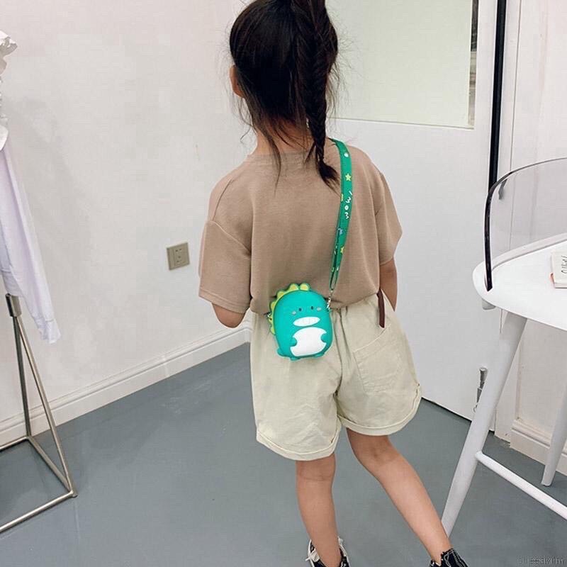 Túi Đeo Chéo Khủng Long 🦕 Silicon Đựng Tiền Lì Xì Cho Bé Trai, Bé Gái