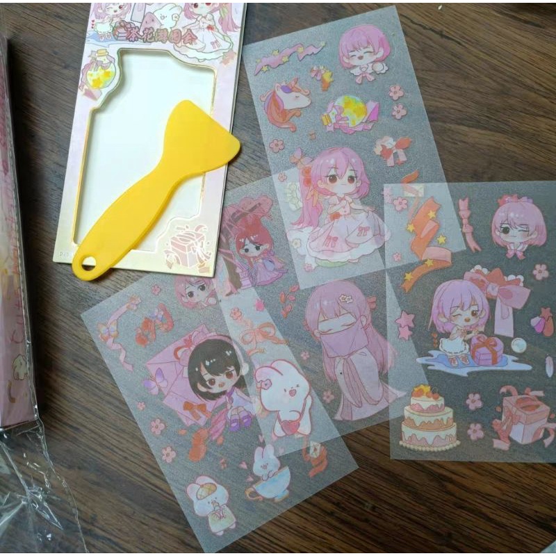 Vỉ 4 tờ sticker đẹp size 19cm  tặng cây đẩy sticker mã Wfsn001-2020