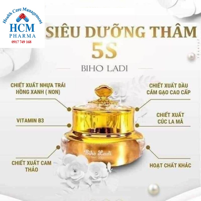 Dưỡng thâm làm trắng sạch da nách mông đầu gối vùng kín bẹn môi nhũ hoa 5S BIHOLADI se khít lỗ chân lông khử mùi cơ thể