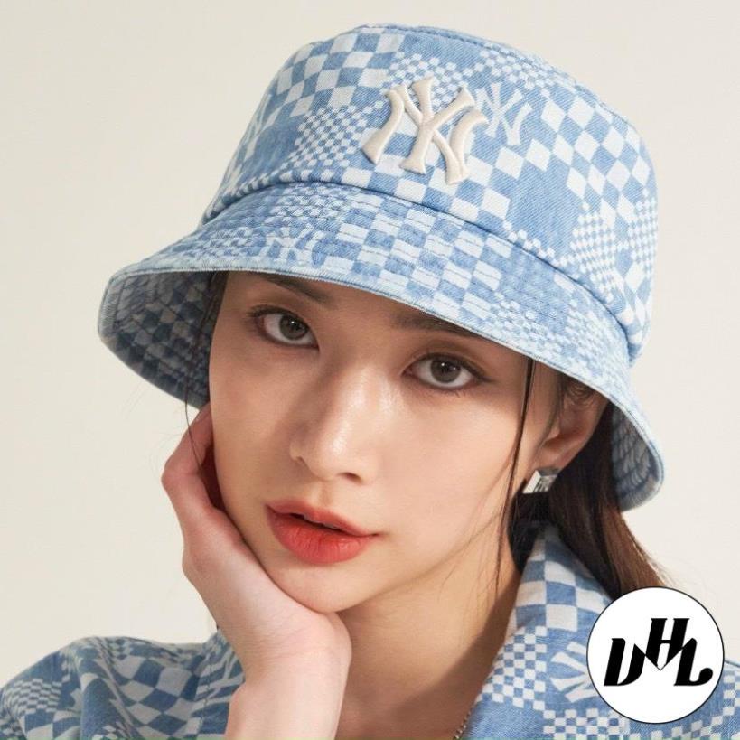 (Hàng VNXK) Nón thời trang, mũ Bucket vành tròn NY Monogram vải JEAN nhập thời trang chuẩn hàng hiệu (ẢNH THẬT)
