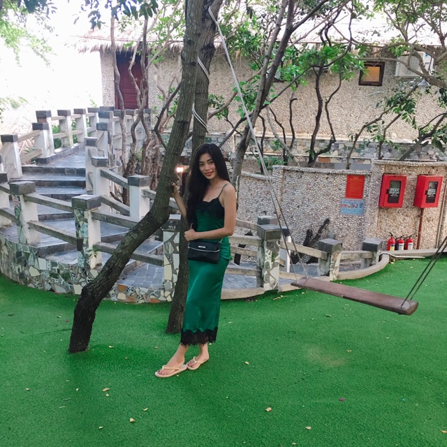 Đầm phi lụa phối ren siêu sexy