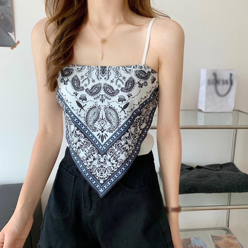 Áo Croptop Hai Dây Hở Lưng In Họa Tiết Phong Cách Hàn Quốc Cổ Điển Quyến Rũ Cho Nữ