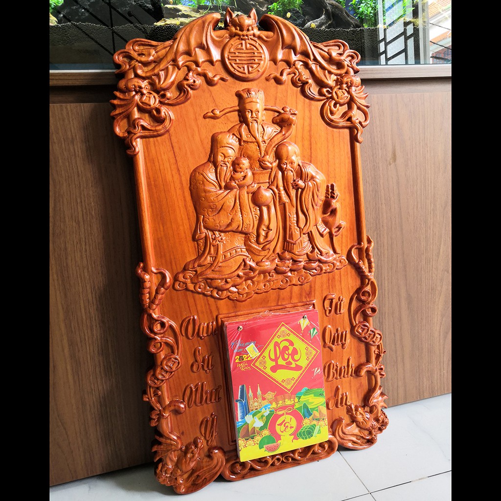 Đốc lịch tranh treo tường gỗ tự nhiên nguyên khối Hương Đình, tài lộc xum vầy - Nhiều mẫu mã, nhiều kích thước