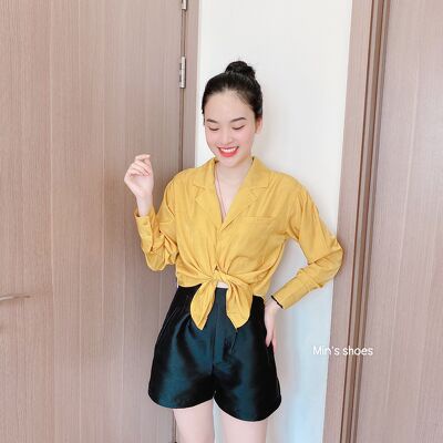Min's Shoes - Áo sơ mi nữ tay dài cổ vest nhiều màu thiết kế kiểu dáng thời trang công sở hot hit Áo 398