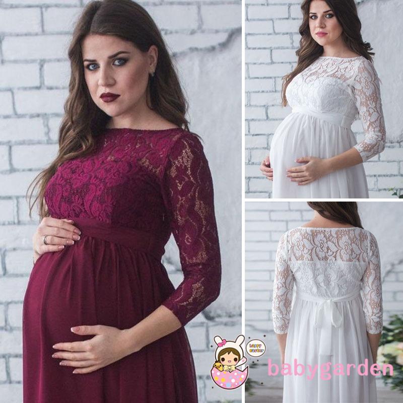 Váy ren dài cho bà bầu chụp ảnh
