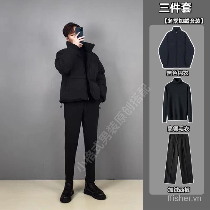 Áo khoác phao cotton dày dáng ôm phong cách Hàn Quốc thời trang thu đông mới cho nam