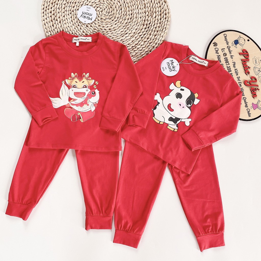 Sale !!! Bộ  Dài Tay Cotton 100 % Hàng Minky Mom  Họa Tiết Trâu Vàng May Mắn Cực Đẹp Cho Bé (8-18kg)(SP001411 )