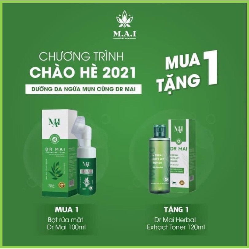 Toner, Toner Dr Mai, Nước Hoa Hồng 120ml dưỡng ẩm dành cho da mụn, da nhạy cảm