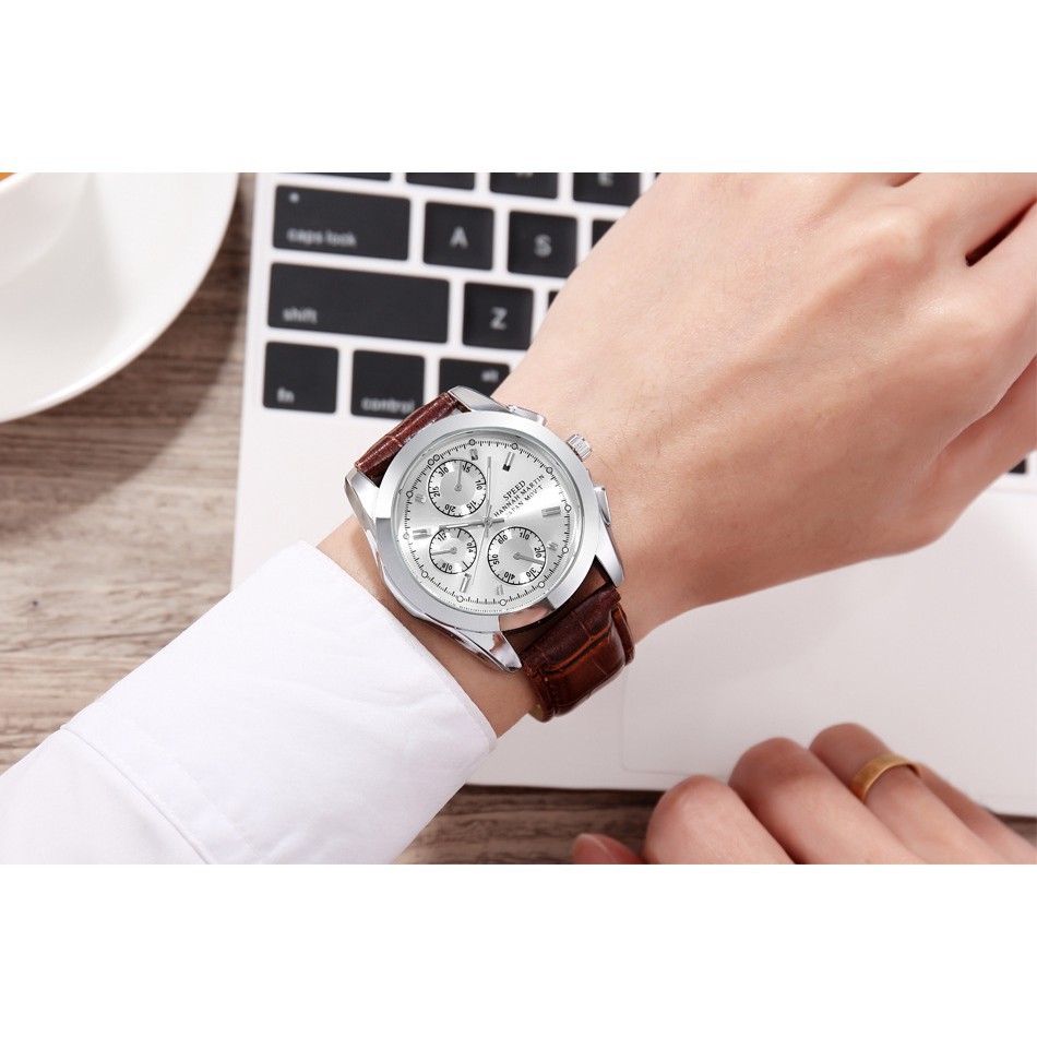 Mens Watches Top Brand Luxury Buisiness Leather Men Waterproof Wristwatch