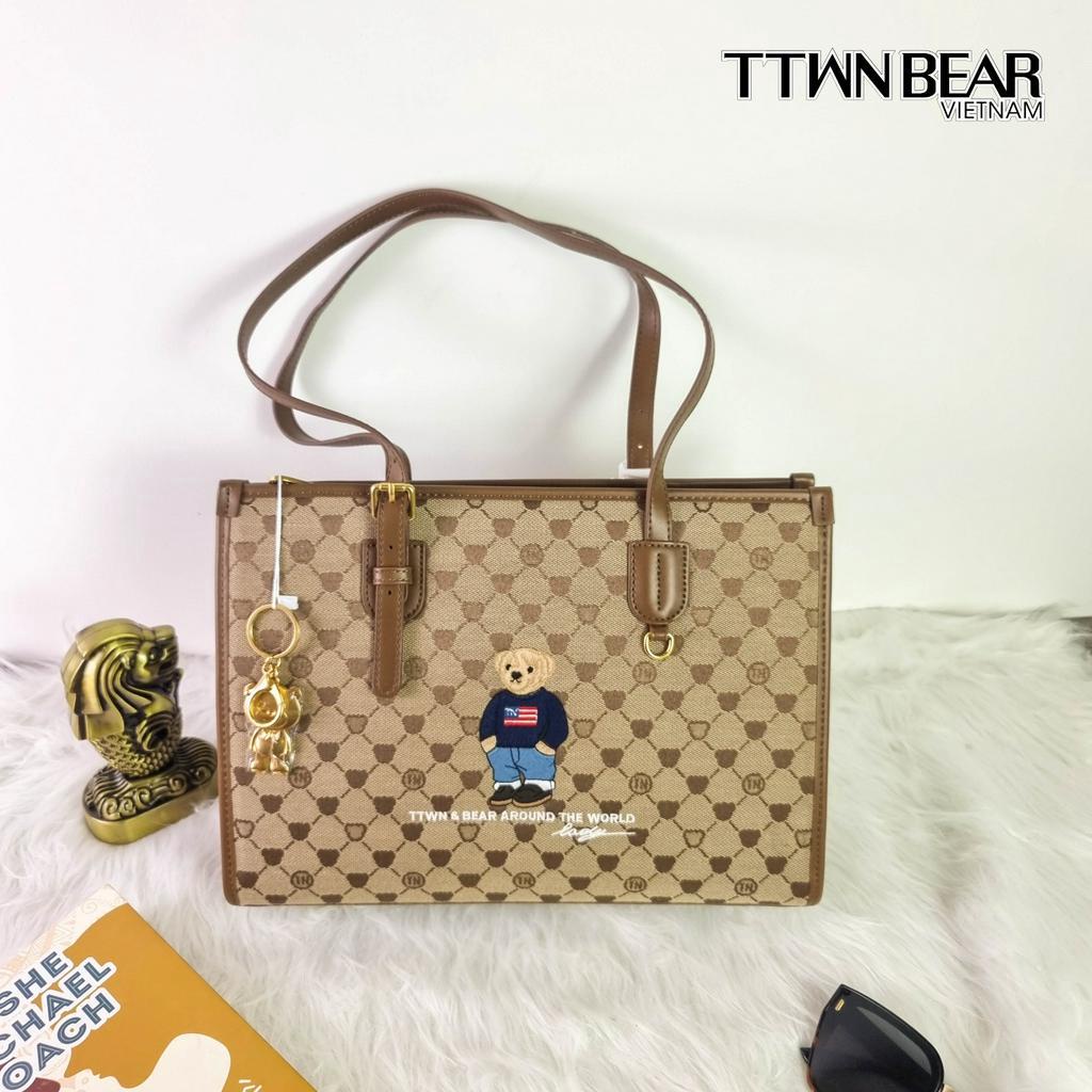 Túi tote TN3079 da thời trang công sở charm gấu TTWN BEAR