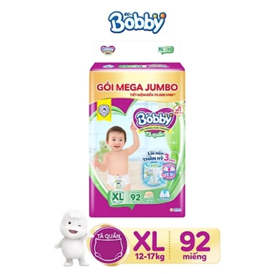 Tã/bỉm quần Bobby Mega Jumbo M120/ L104/ XL92/ XL96/ XXL84/ XXL88 mẫu mới