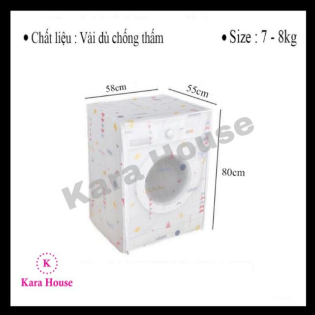 Áo trùm máy giặt vải dù chống thấm loại 7-8kg có quà tặng