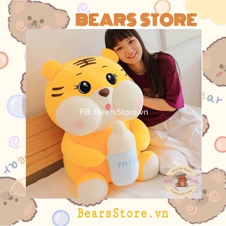 Gấu bông HỔ ÔM BÌNH SỮA 85CM mềm mịn vải miniso