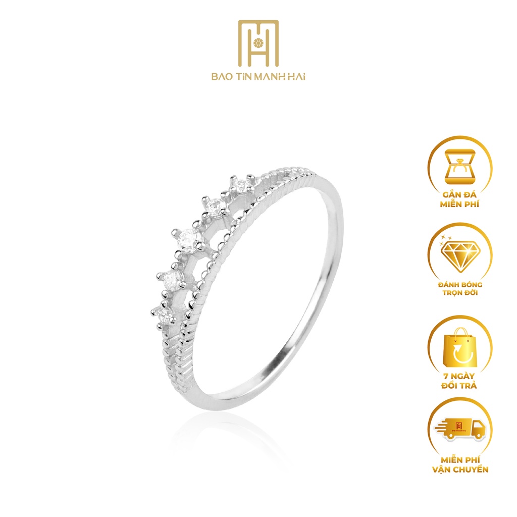 Nhẫn bạc xi nữ cao cấp họa tiết hiện đại NB15 Bảo Tín Mạnh Hải