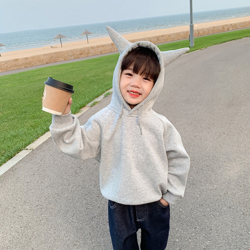 Áo Hoodie Tay Dài Dáng Rộng Màu Sắc Đơn Giản Dành Cho Bé