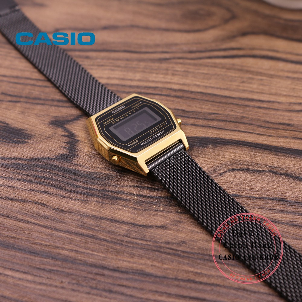 Đồng hồ điện tử nữ Casio LA690WEMB-1BDF dây kim loại