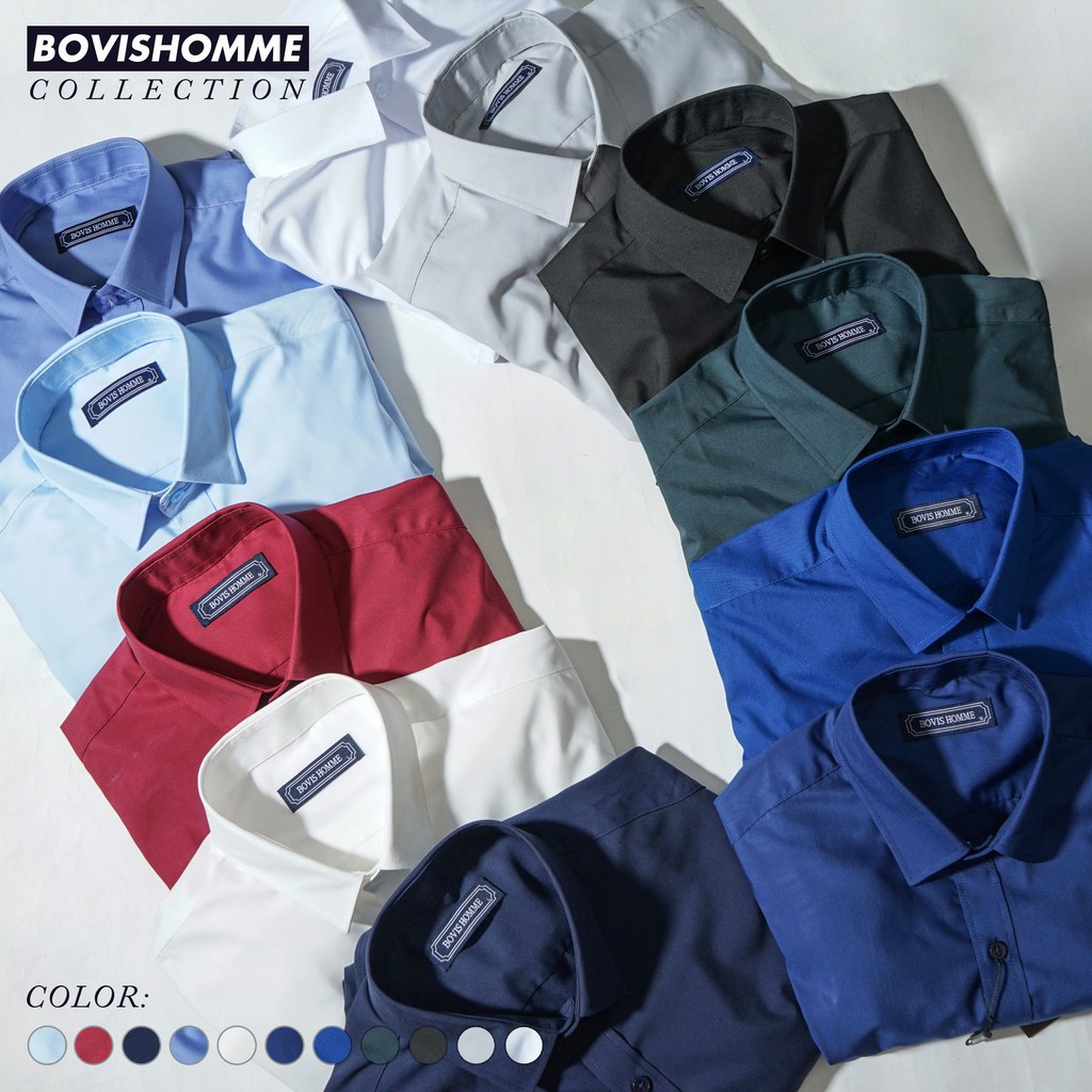 Áo sơ mi nam Bovis Homme tay dài SD003, màu đen, Form slim, chất liệu modal, mặt vải mềm mượt, thoáng mát, chống nhăn | BigBuy360 - bigbuy360.vn